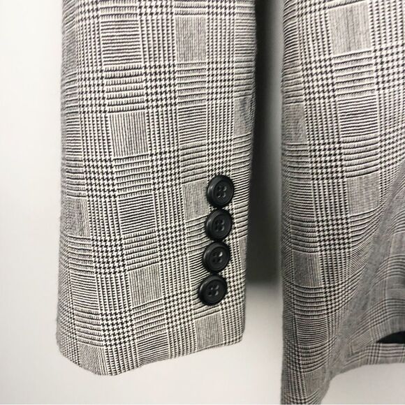 PENDLETON | Black & White Plaid Button Front Virgin Wool Blazer Women’s Size 8 - Picture 8 of 9